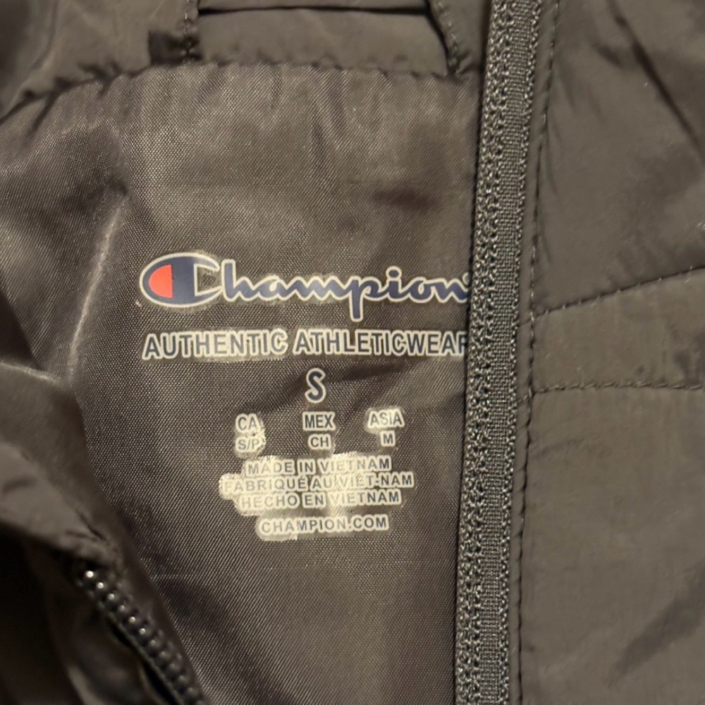 Champion Mixed Media Gray Quilted Hybrid Full-Zip Jacket Small - Picture 5 of 5